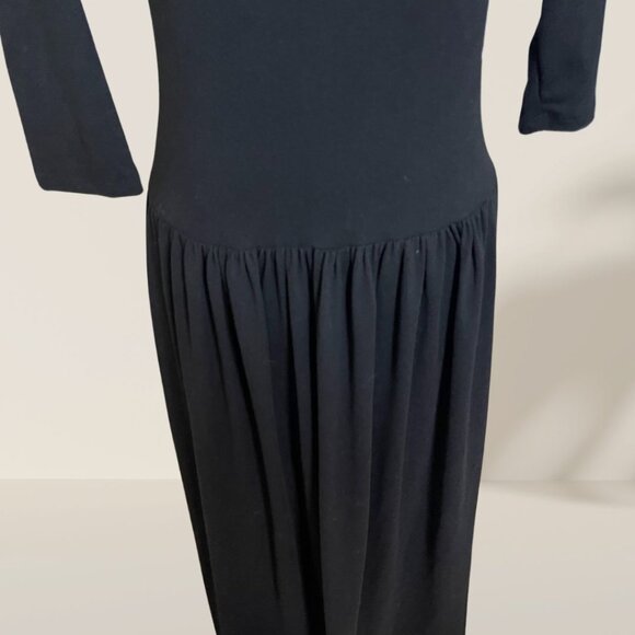 24Seven Comfort Apparel Black Square-Neck Long Sleeve Maxi Dress – Size L - Picture 3 of 6